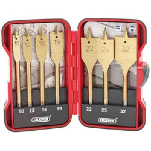 7 Piece Titanium Nitride Coated Flat Wood Bit Set