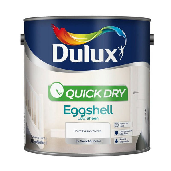 Dulux Quick Dry Pure Brilliant White Eggshell Paint 2.5L