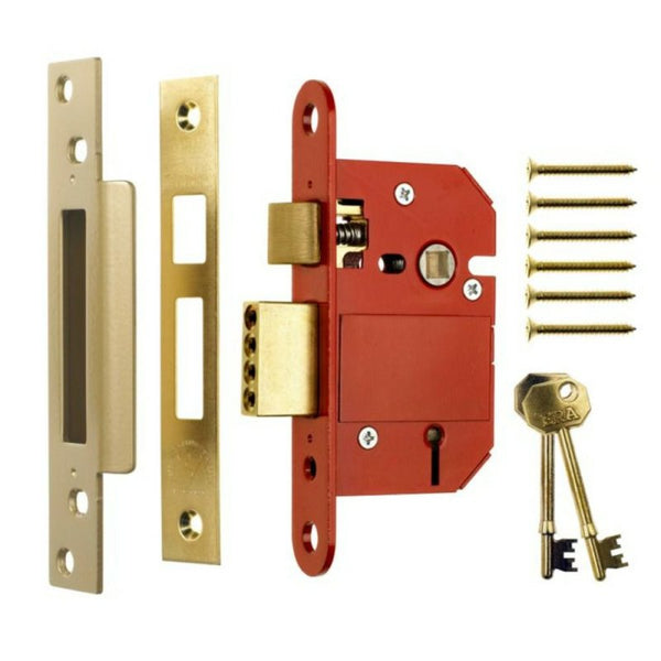 Era Fortress 5 Lever Mortice Sashlock - Brass 63mm