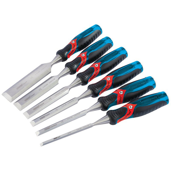 DRAPER Soft Grip 'Pound Thru' Bevel Edge Wood Chisel Set, 140mm (6 Piece)