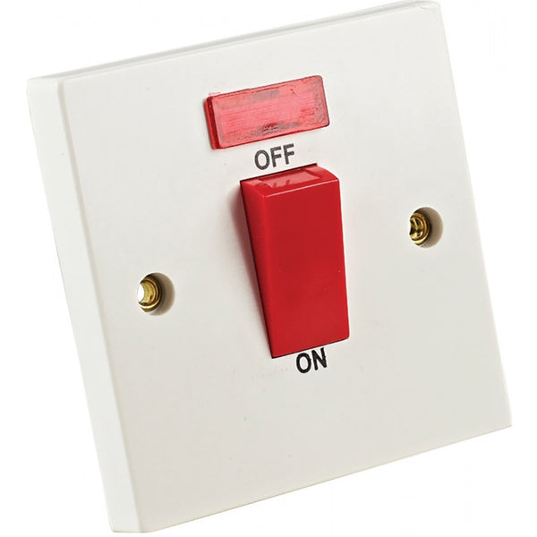 45A Double Pole Switch With Neon White