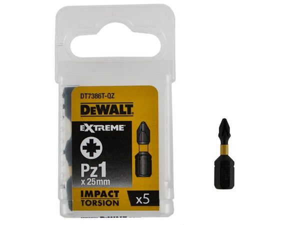 DeWalt Pack of 5 Pz1 25mm Impact Torsion Screwdriver Bits