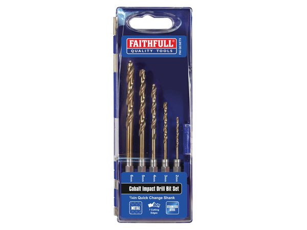 Faithfull HSSE M35 Cobalt Quick-Change Impact Drill Bit Set