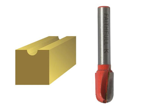 Faithfull Router Bit Tungsten Carbide Radius 5.0mm x 18mm 1/4in Shank