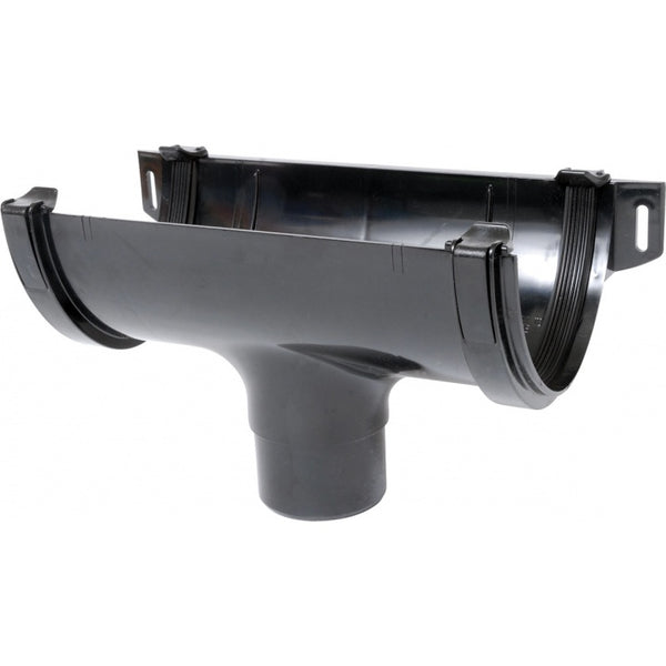 125mm Gutter Running Outlet Black