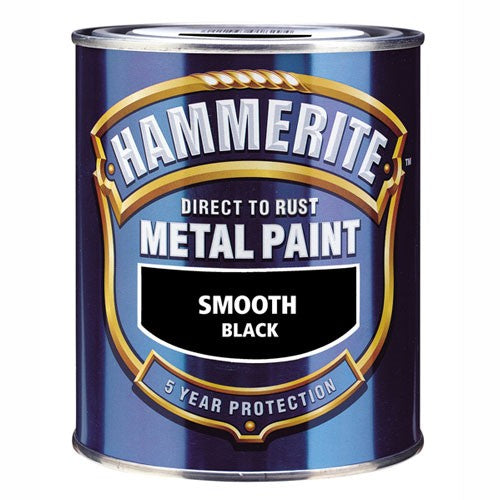Hammerite Direct to Rust Metal Paint Smooth Finish Black