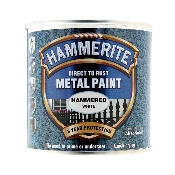 Hammerite Direct to Rust Metal Paint Hammered Finish White
