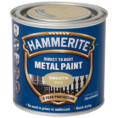 Hammerite Direct to Rust Metal Paint Smooth Finish Gold