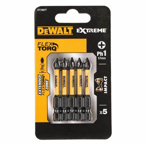 Dewalt PH1 50mm Impact Torison Screwdriver Bits - Pack of 5