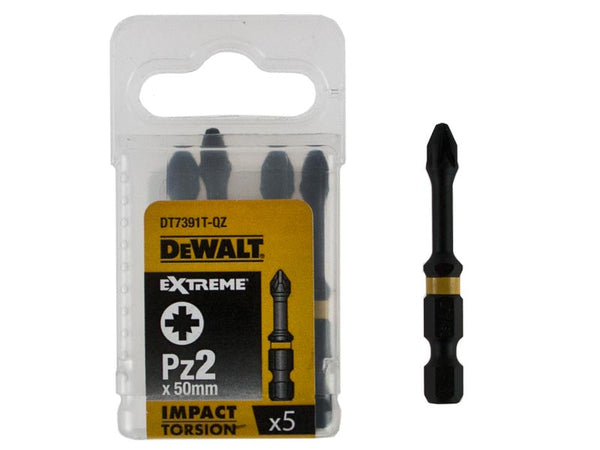 DeWalt Pack of 5 Pz2 x 50mm Impact Torsion Driver Bits