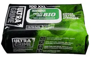Ultragrime Pro XXL+ Biodegradable Multi-Use Cleaning Cloth Wipes, 100 Pack