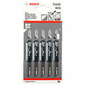 Bosch T111C Jigsaw Blades Hcs Basic For Wood (5 Pack)