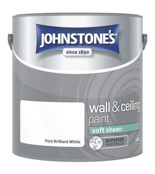 Johnstones Vinyl Emulsion Paint 2.5L Brilliant White (Soft Sheen)
