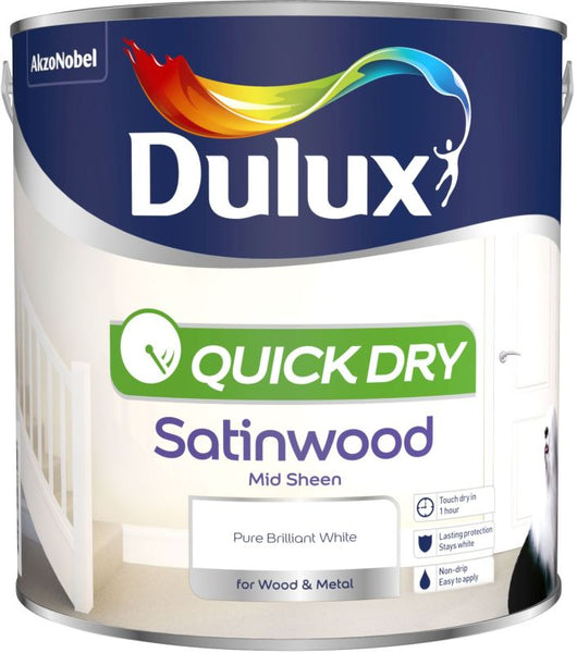 Dulux Quick Dry Satinwood 2.5L Pure Brilliant White