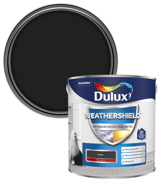 Dulux Weathershield Exterior High Gloss Black 2.5L