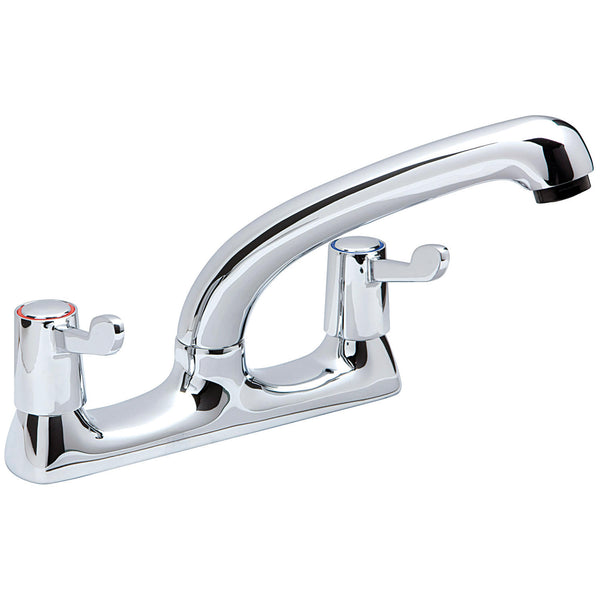 Deck-Mounted Dual-Lever Mixer Kitchen Tap Chrome