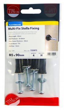 Multi-Fix Stella Fixing M5 x 65 Black 4pk