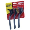 Fit For The Job 3 Piece Soft Grip Mini Wire Brush Set 1x Brass 1x Nylon 1x Steel