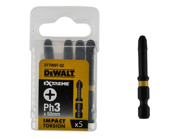 DeWalt Pack of 5 Ph3 x 57mm Impact Torsion Driver Bits