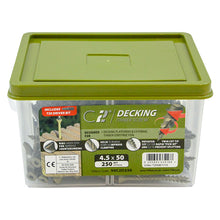 4.5 X 50mm Decking-Fix Premium Decking Screws - TUB - TX - Countersunk - Exterior - Green Box Of 250