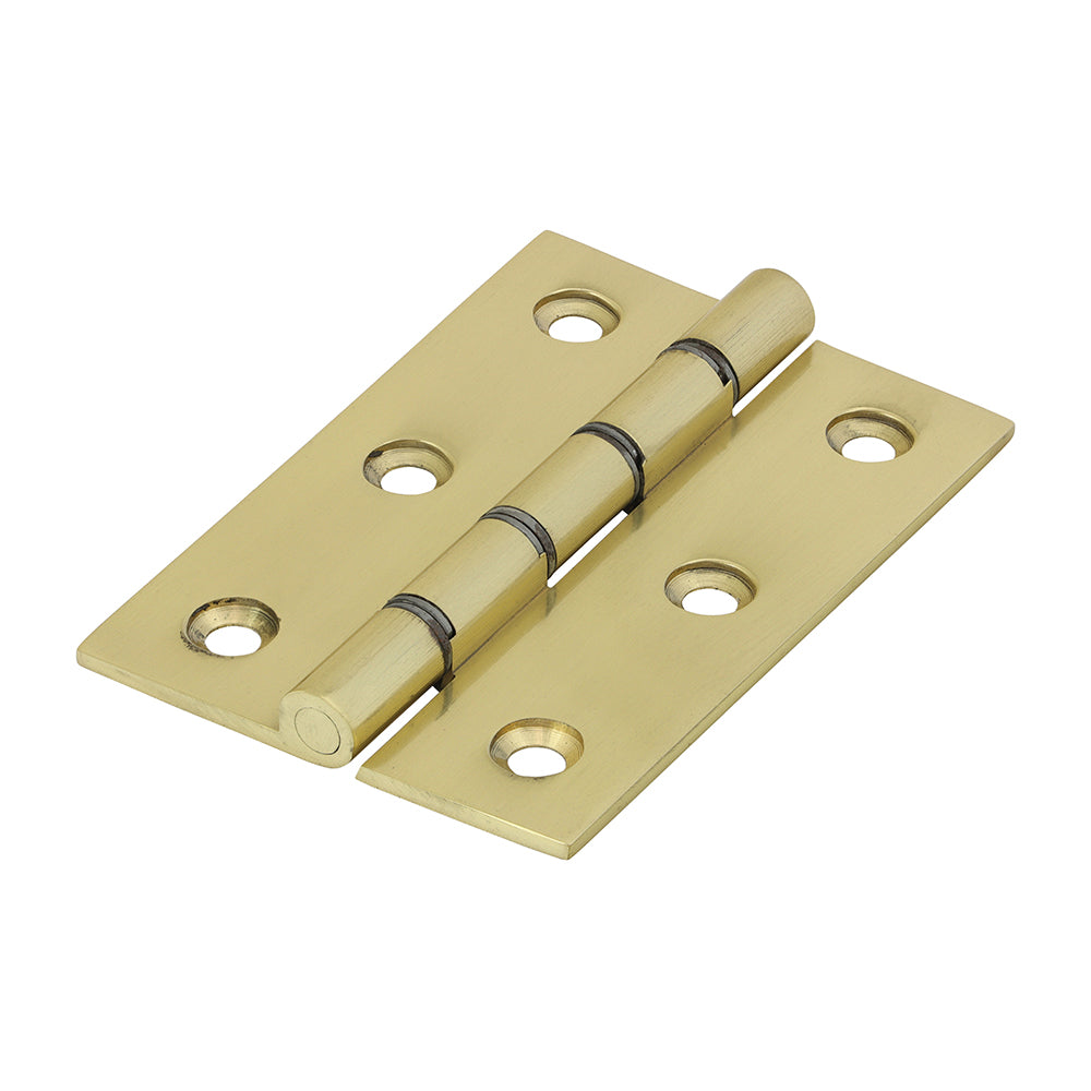 Double Steel Washered Butt Hinge Solid Brass Polished Brass 76 x 50mm
