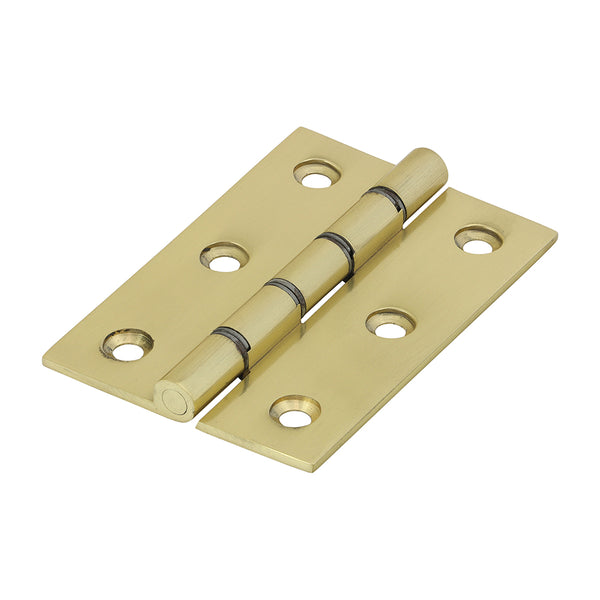 Double Steel Washered Butt Hinge Solid Brass Polished Brass 76 x 50mm
