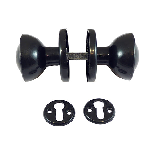 Plastic Rim / Mortice Knob Set Black