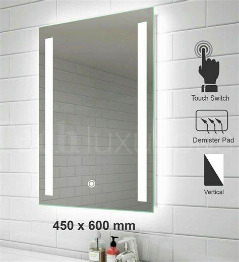 Landen 450x600mm Bathroom LED Mirror with Anti-fog Function Touch Sensor Switch Cool White Lighting Vertical