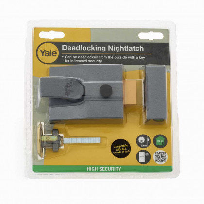 Yale Deadlocking Night Latch Grey 60mm Backset - B-89-DMG-PB-60