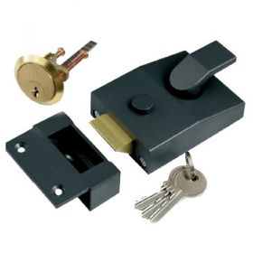 Nightlatch Std Grey C/w Cyl + 3Keys