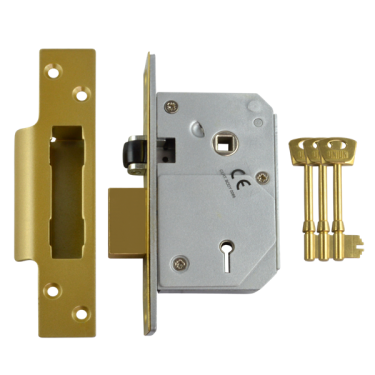 UNION C-Series 3K74E BS 5 Lever Sashlock 67mm Polished Brass Keyed