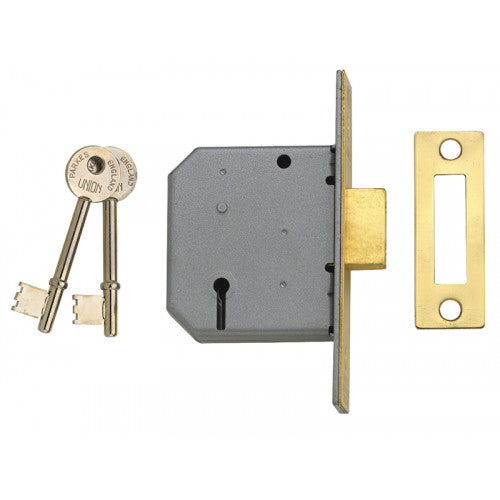 Union 2177 3 Lever Mortice Deadlock Satin Chrome 77.5mm 3in